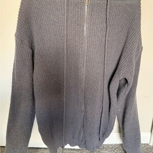 Men's Zip-Up Knit Hoodie in Charcoal